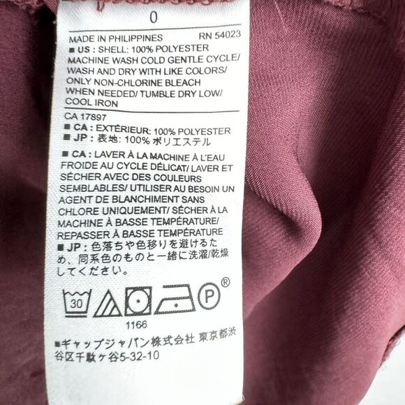 Banana Republic Women Shirt Dress Burgundy Sz 0 Long Sleeve Belted Preppy Office - Picture 10 of 15